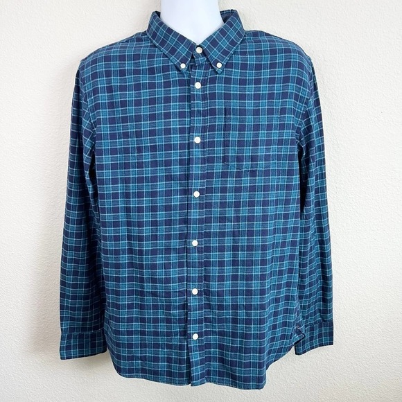 Nwt Jachs New York Stretch Brushed Flannel Button Down Shirt Blue Plaid Men's L - Picture 1 of 5
